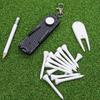 Outdoor Golfs Tees Holder Portable Golfs Tees Carriers Hanging Stand with 12pcs Tees, Green Fork, Pencil, GolfBall Marker