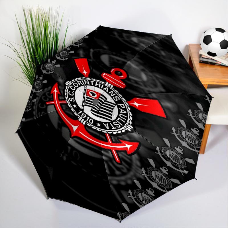 Sport Club Football Crest Printed Automatic Umbrella, 8-Frame for Travel, camping, Casual Umbrella, Essential Gift for  for family and friends