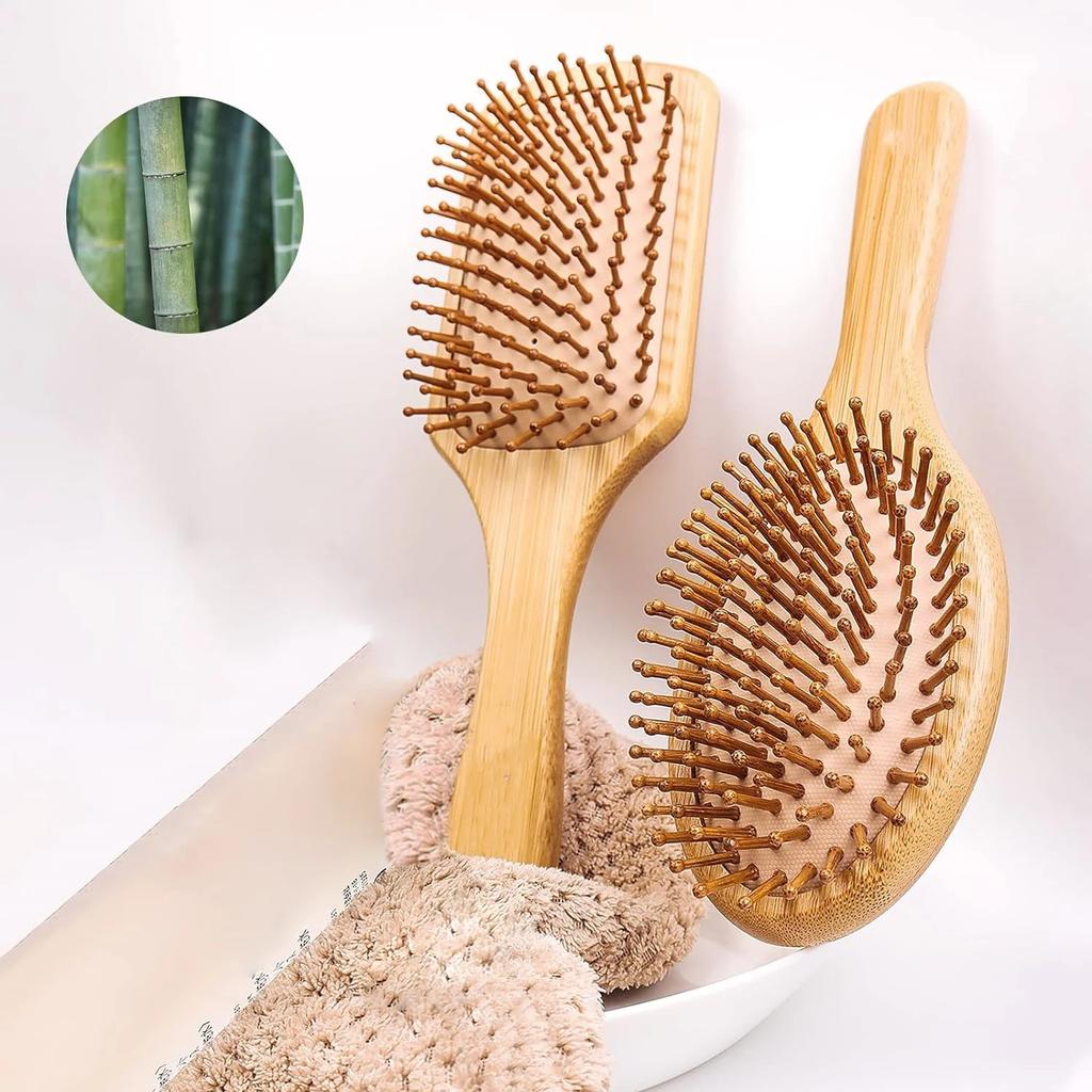 Natural Bamboo Paddle Comb Air Cushion Comb Scalp Massage Anti-static Tangle Free comb,Special for Real Hair Wigs