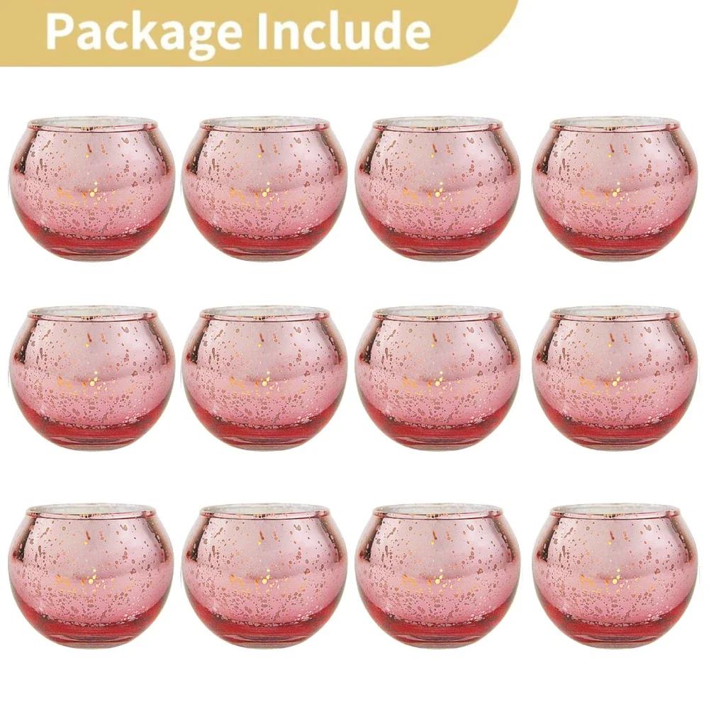 6/12Pcs Mercury Glass Candle Holder Tea Lights Christmas Party Wedding Centerpieces Candlestick for Home Decoration