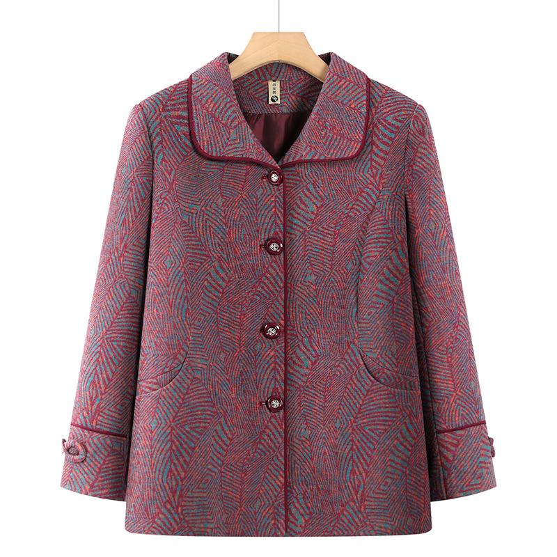 

2026 Spring-Autumn Chic Lapel Cardigan for Elderly Women XL (80-95 lbs)