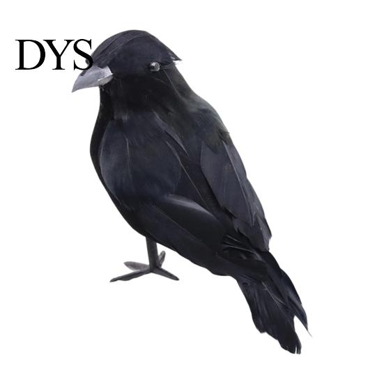 Realistic Feathered Crows Black Crow Halloween Decor, Lifelike Raven Figurine Prop Simulation Ravens for Haunted House, Artificial Bird Ornament Party