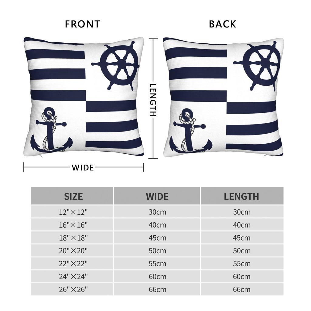 Nordic Dark Blue Nautical Collection Pillow Cover Vintage Pillow Case For Sofa Home Decor Comfy Pillowcases Birthday Present