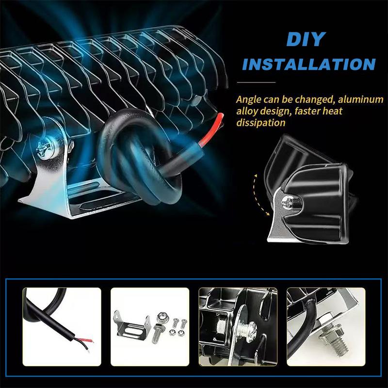 Off-Road Motorcycle LED Light Bar Focus Beams 6LEDS 12V 24V Universal Waterproof Kit for Jeep Wrangler Truck Tractors SUV 4x4