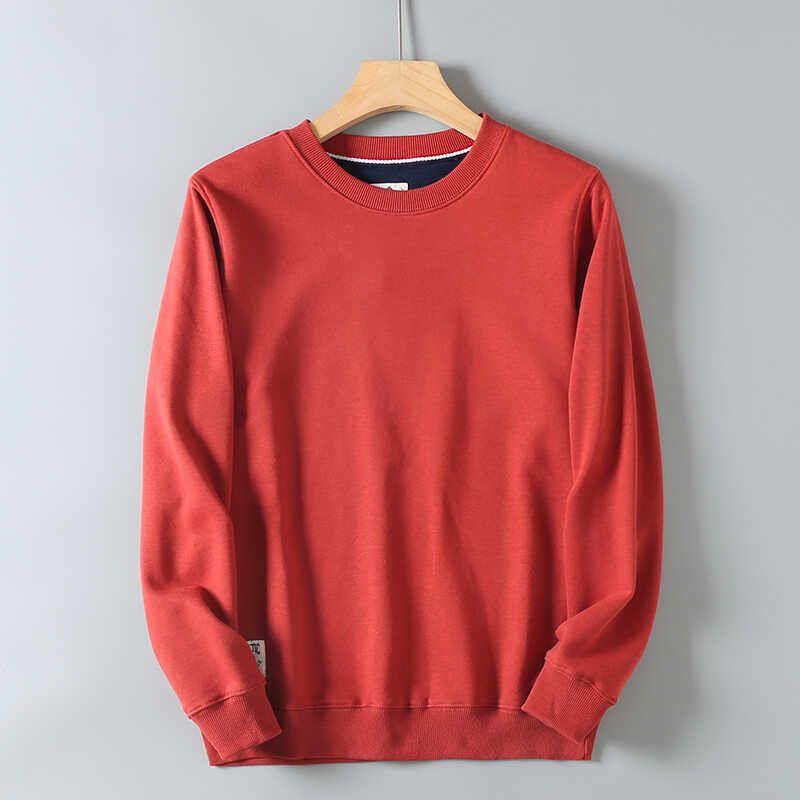 Men's Export Surplus Spring and Autumn Terry Cotton Crewneck Sweatshirt, Solid Color Casual Sports Long-Sleeve Top