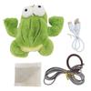 Interactive Plush Squeaky Cat Toy with Bird Sound Soft Electric Frog Touch Activated Kitten Plush Toy for Indoor Outdoor