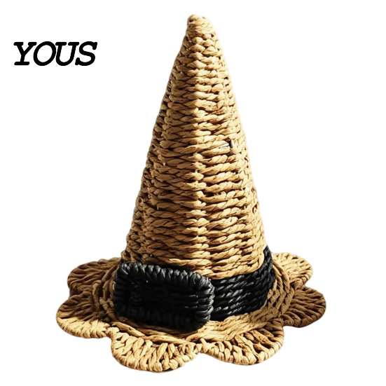 Unique Birthday Gift for Her Handwoven Witch Hat, Gothic Wizard Costume Headpiece Halloween Fantasy Aesthetic Home Decor Party, Spooky Tabletop Decor,