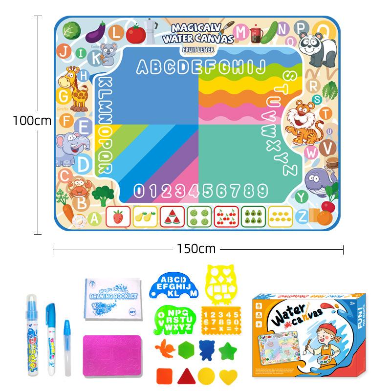 Magic Water Canvas Children Water Painting Blanket Early Learning Oversized Animal Dinosaur Numbers Magical Color Diy Toy