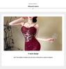 Sinnliches rotes Spitzen-Taillenbetonendes Camisole Abendkleid