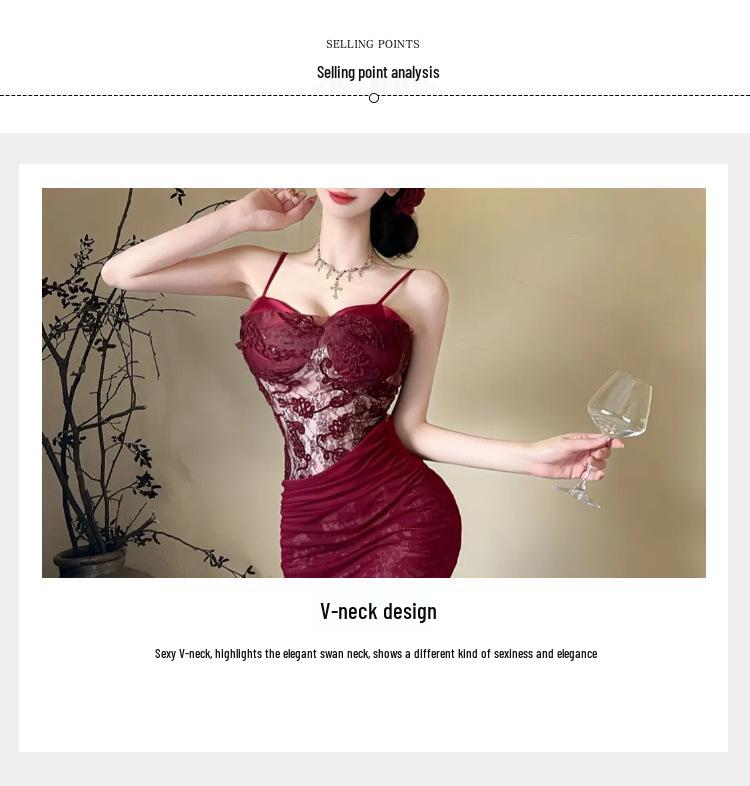 Sinnliches rotes Spitzen-Taillenbetonendes Camisole Abendkleid