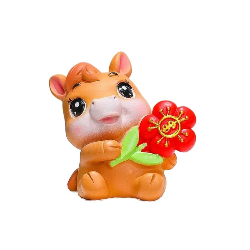 Cute Resin Horse Figurines Chinese Style Decorative Horse Year Figurines Lifelike Good Luck Horse Ornaments Table