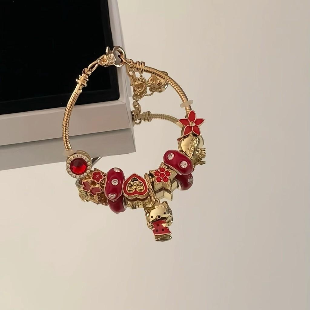 Hello Kitty Beaded Jewelry Necklace With Charm For Gift And Casual Wear