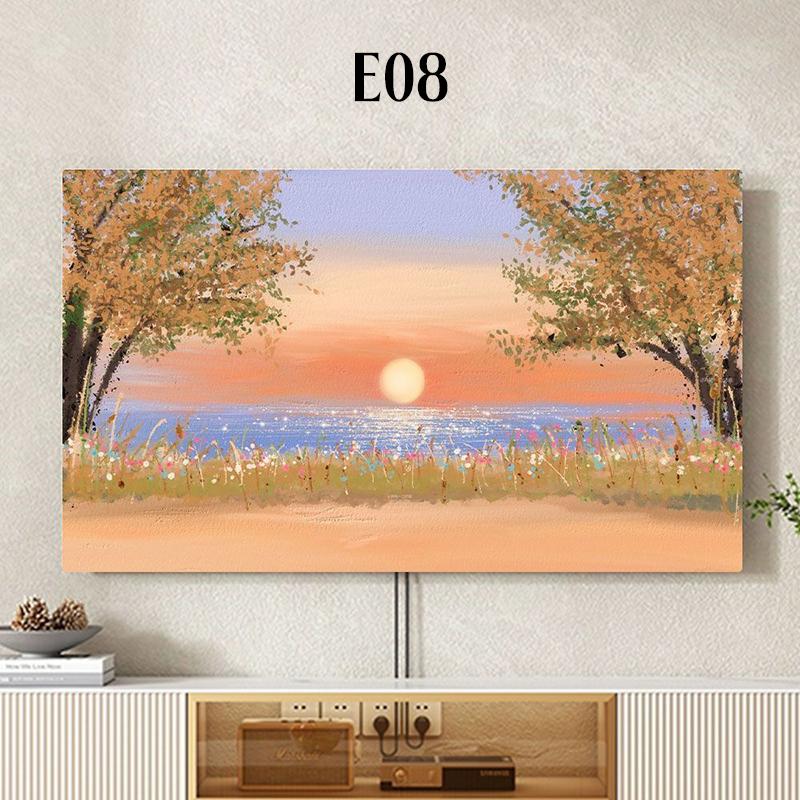 

Oil Painting Landscape Printed TV Dust Cover Elastic All Inclusive LCD Screen Cover 32-85 Inch Home Decor Hanging TV Hood for 32-39 inch TV