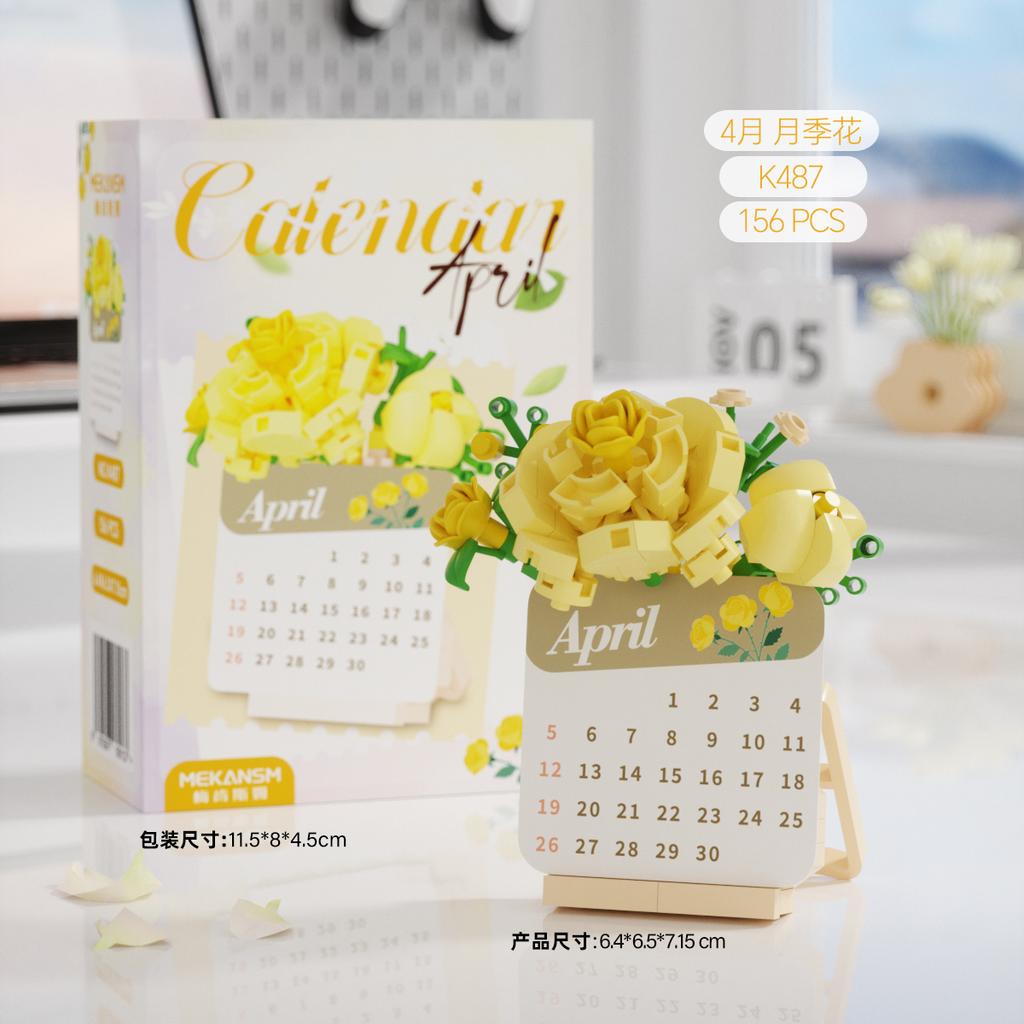 Kreativer Kalender Blumen Bausteine Mikrosteine Lernspielzeug Für Kinder Geschenke Schreibtisch Dekoration