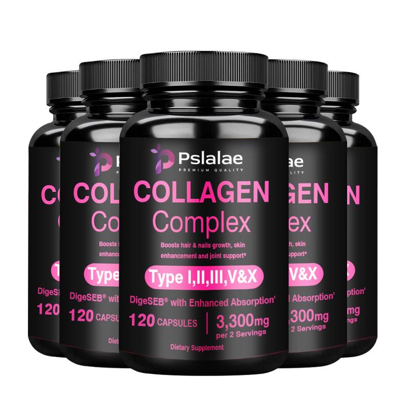 Premium Compound Collagen Capsules, Containing Hydrolyzed Collagen Peptide Extract, 3300 Mg, Suitable for Adults.