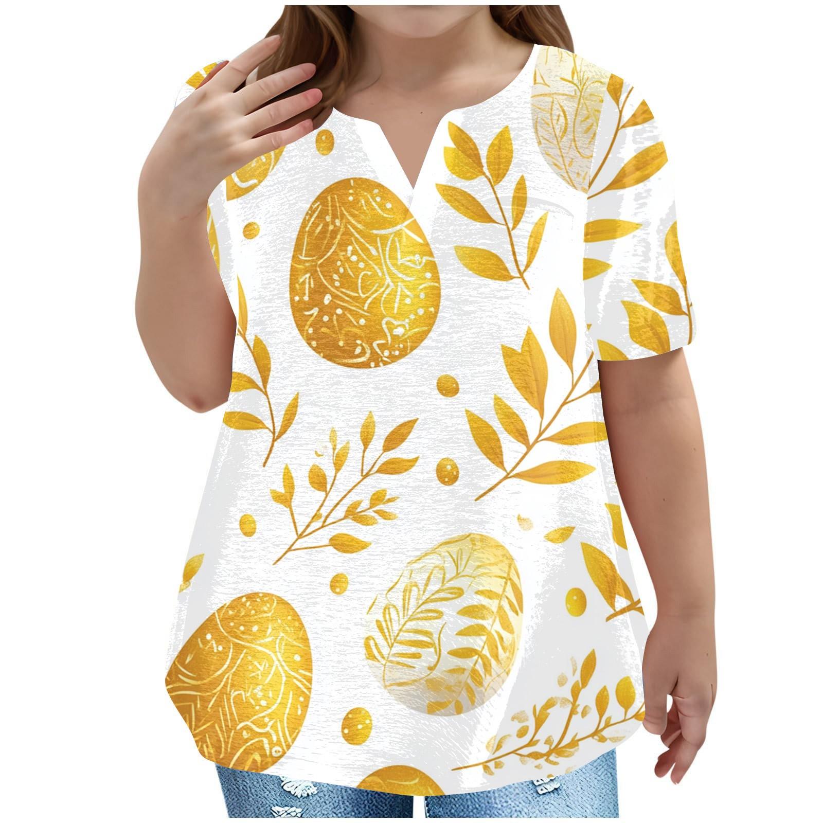 

Детская пасхальная футболка, повседневная мода, топ с V-образным вырезом, короткими рукавами и карманами 120 жёлтый