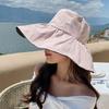 Sunscreen visor hat women's summer vinyl empty top sun hat light big brim face covering foldable bucket hat