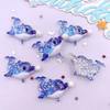 10pcs Glitter Colorful Resin Sea Star Crab Jellyfish Dolphin Ocean Animal Flatback Rhinestone Scrapbook DIY Figurine Decor Craft
