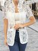 Summer Versatile Solid Color Lace Hollow Short Sleeve Shirt Women's Clothing