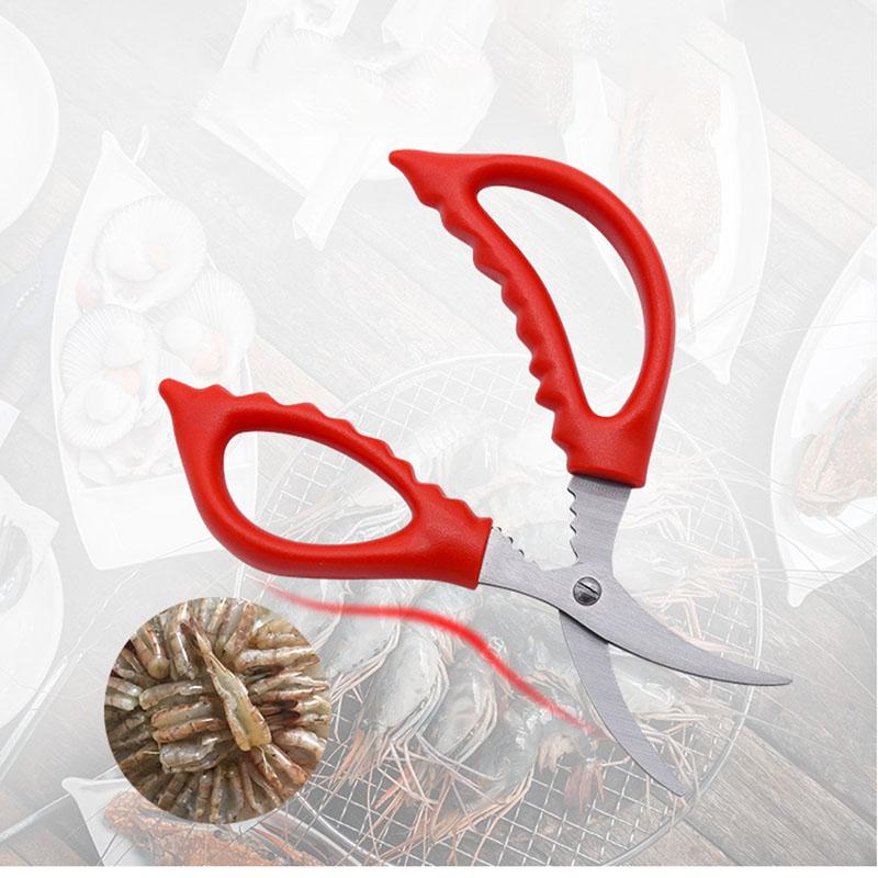 Elbow Stainless Steel Sharp Blade Kitchen Shrimp Clippers Remove Shrimp String Peel Household Seafood Scissors
