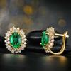 Fashionable Elegant Temperament Green Zircon Earrings for Women Vintage Luxury Party Wedding Zircon Gifts Daily Wear