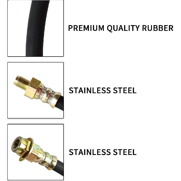 Premium 18-Inch Rubber Brake Hose - Flexible Brake Line, 3/8"-24 External Thread To 3/8"-24 Internal Thread, High Strength And Easy To Tall Hydraulic