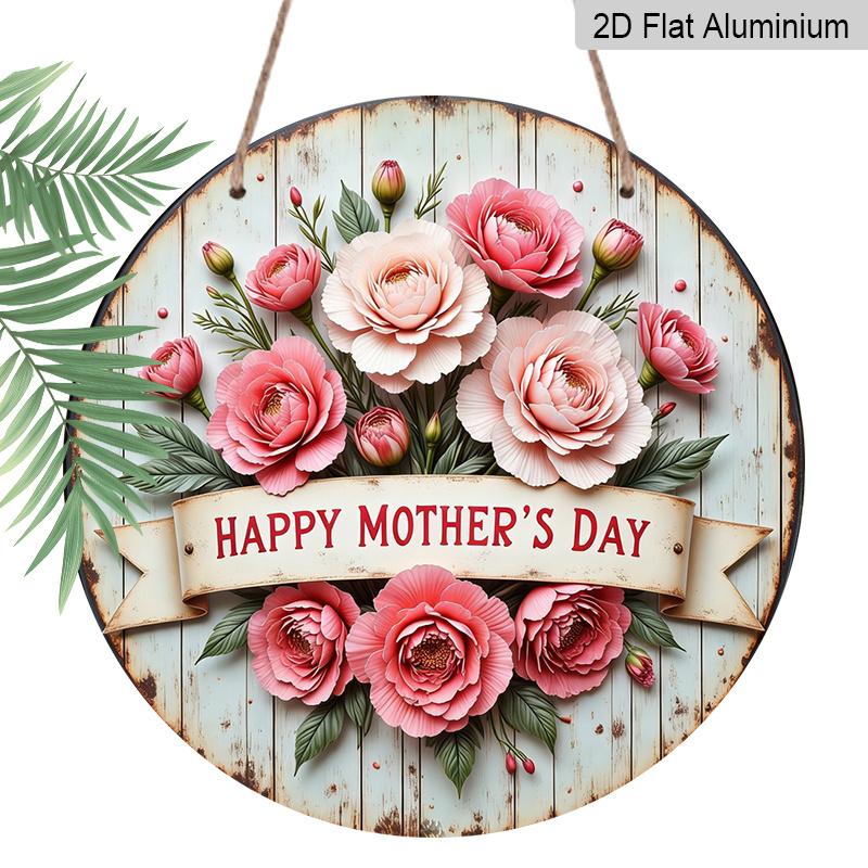 

2D Flat, 1pc 7.87in Round Aluminum Sign, Happy Mother s Day Floral Design, Vintage Pink Peony Metal Wall Art, Ideal for Home, Porch, Kitchen, Gift 1pc