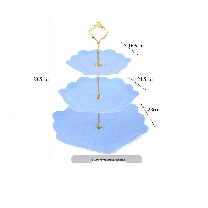 Trzypoziomowy europejski stojak na ciasto do popołudniowej herbaty - Kreatywna wielowarstwowa plastikowa taca na desery i talerz na owoce