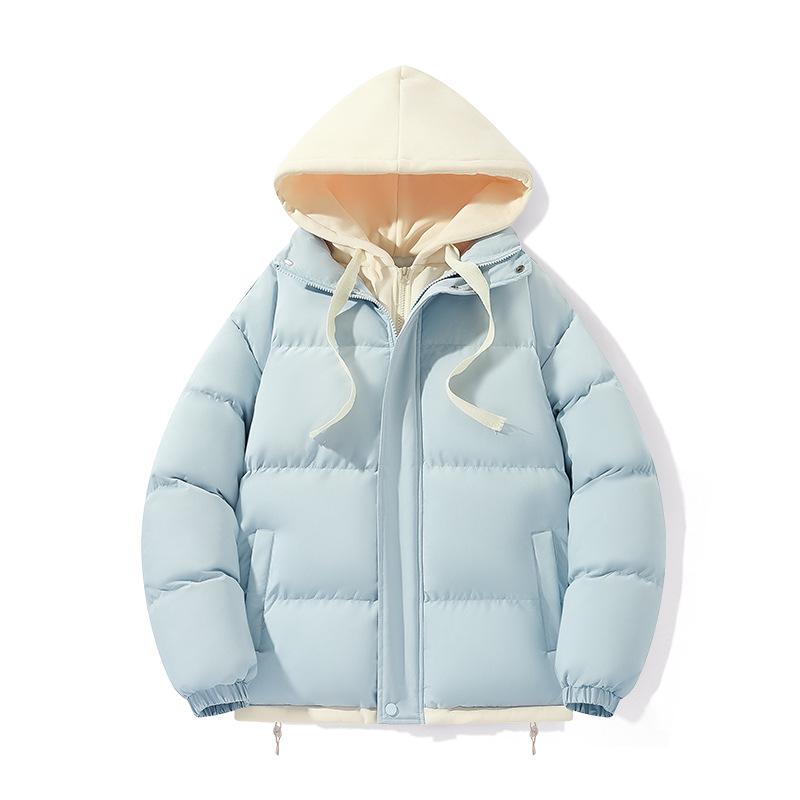 Qisenwei Winter Streetwear Faux Two-Piece Cotton Jacket – Windproof Waterproof Youth Puffer Jacket