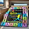 Softball Player Sunflower Blanket Personalized Name Soft Comfortable Stylish Blanket Car Blanket Perfect For Travel Camping Outdoor Home Suitable For