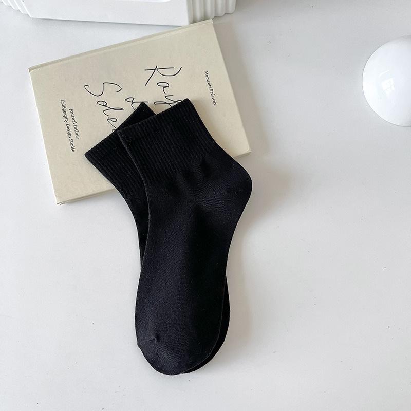 Women's Macaron Color Cotton Sports Socks - Breathable, Sweat-Absorbent, Anti-Pilling, Mid-Tube for Spring & Autumn