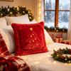 Cozy Plush Pillow Cover Christmas Throw Cover, 18x18 Inch Cushion 3D Snowman Festive Snowflake Reindeer Patterns Pattern, Case for Holiday Home