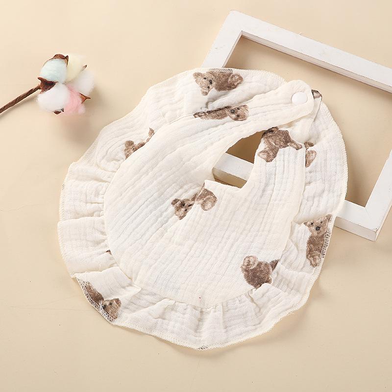 Cherry Rainbow Ruffle Edge Pure Cotton Baby Bib