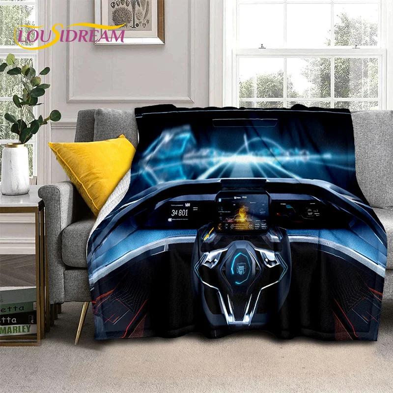3D Car Dashboard Machine Control Screen Racing Soft Flannel Blanket for Beds Bedroom Sofa,Throw Blanket for Outdoor Leisure Nap