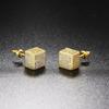 Hip Hop Cube Iced Out Stud Earrings For Women Men Square Micro Pave Crystal CZ Stud Earring  Jewelry Accessories Gift OHE109