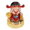God of Wealth Figurine Solar Powered Automatic Nodding   Cai Shen Statue Decor for Home Car  