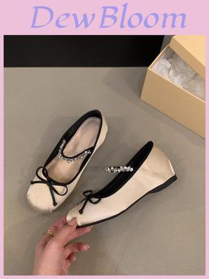Pink Ballet Flat Shoes For Women With Block Heel And Satin Material For Daily Wear