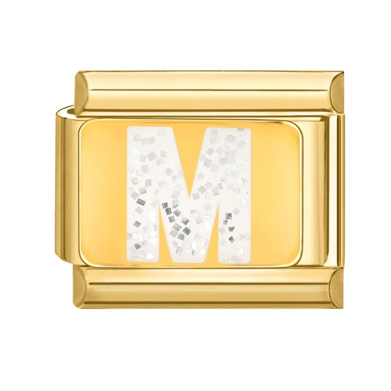 Fashion Golden 26 Letters A-Z Italian Links Charm Beads 9mm Stainless Steel Bracelet Jewelry DIY Hand Making