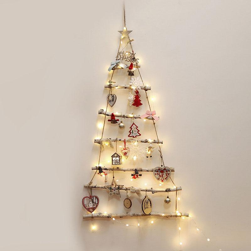 Shabby Chic Wall Hanging Pre-Lit DIY Wooden Ladder Christmas Tree