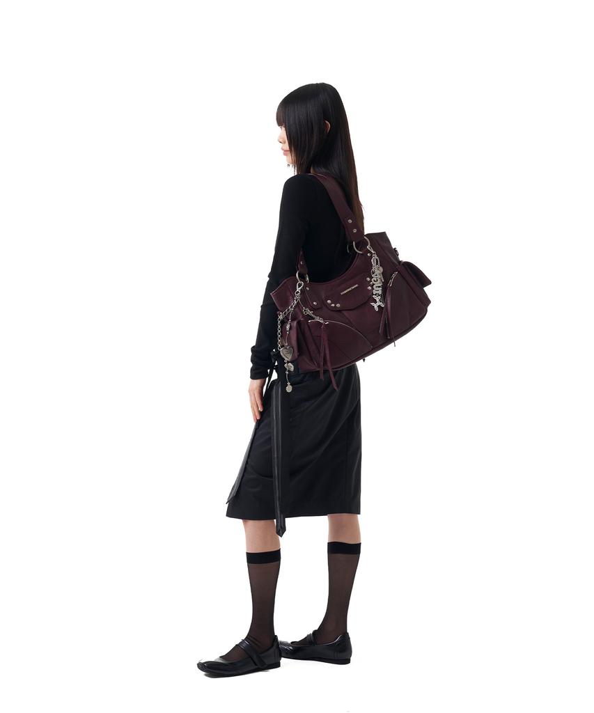 Iuga Makaras Belted Bag Midi Skirt (Black)
