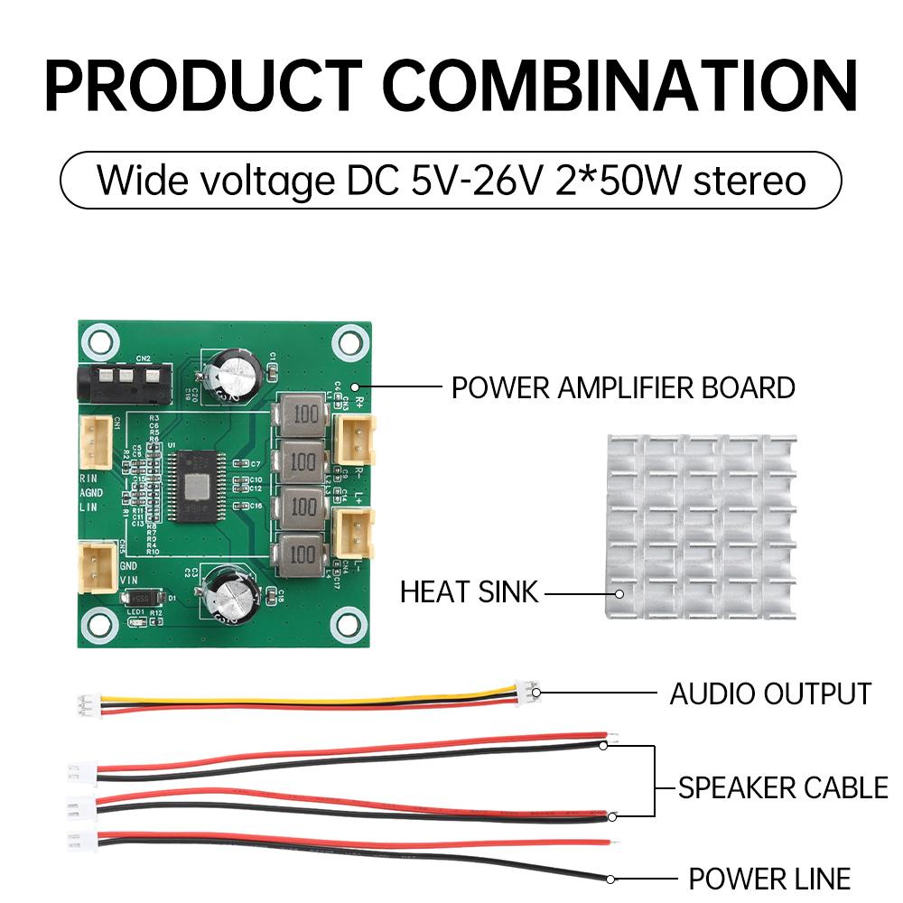 TPA3116 DC 5V-26V 2.0 Channel Digital Stereo Class D Audio Power Amplifier Board 50W+50W Stereo Speaker Digital Module