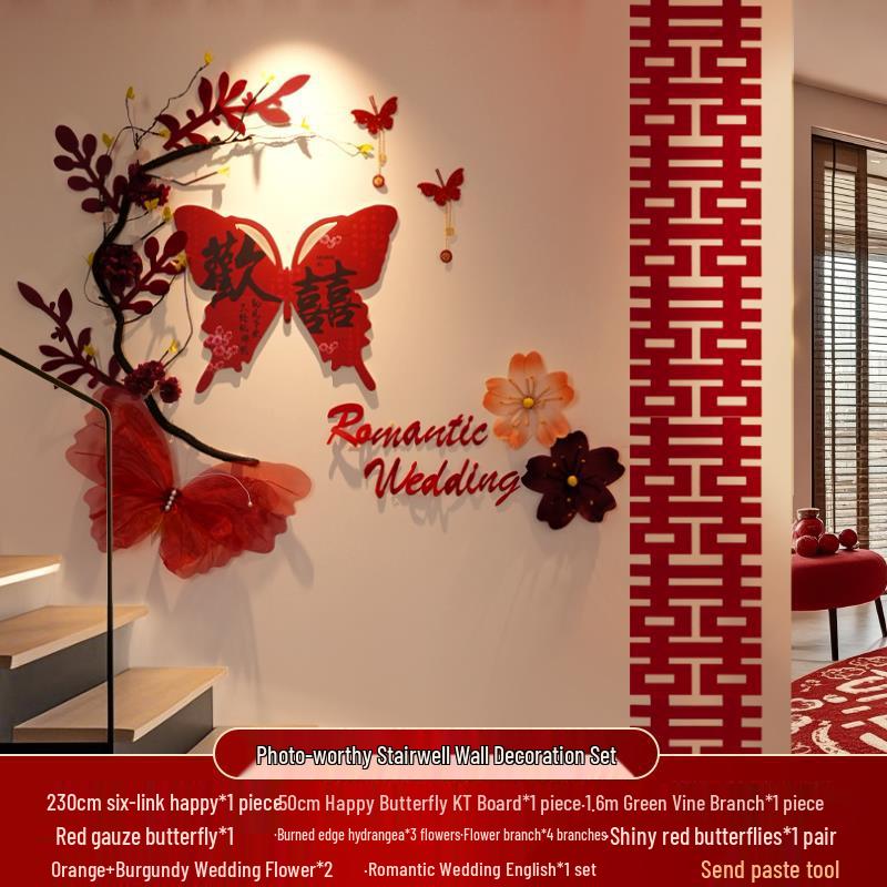 Conjunto de Decoração de Casamento: Decoração Lateral, Escadaria, Fundo de Parede, Quarto Lateral Masculino e Layout do Pátio