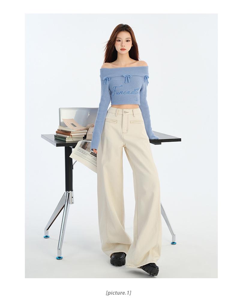 Thirteen Lines Women's High Waist Apricot Denim Wide Leg Pants