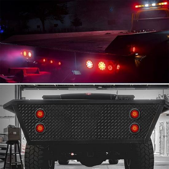 2X 4INCH Round Red Amber 16-LED Truck Trailer Brake Stop Turn Signal Tail Lights