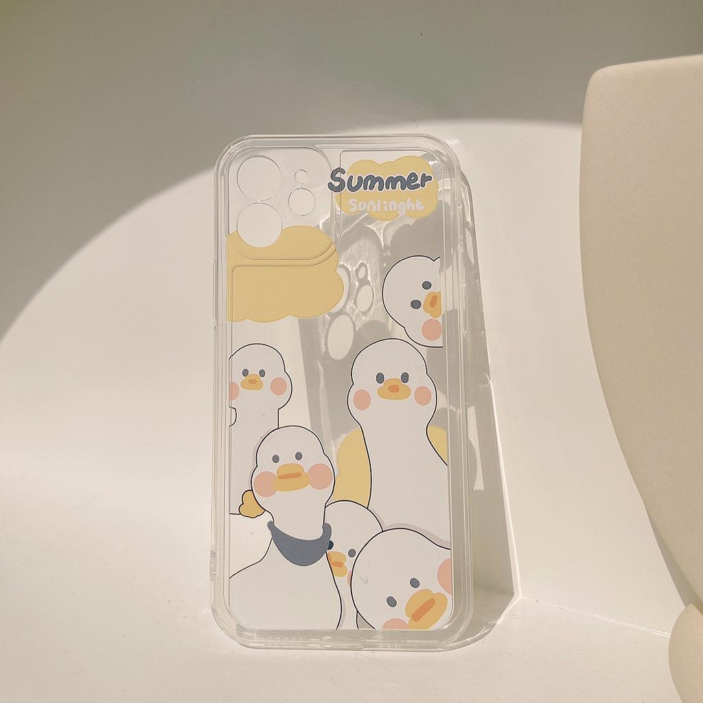 Cute Duck IPhone 16 Mobile Phone Case 14 Apple 15 Protective Case 13pro Max Suitable for Soft 12 Painted X Original 11
