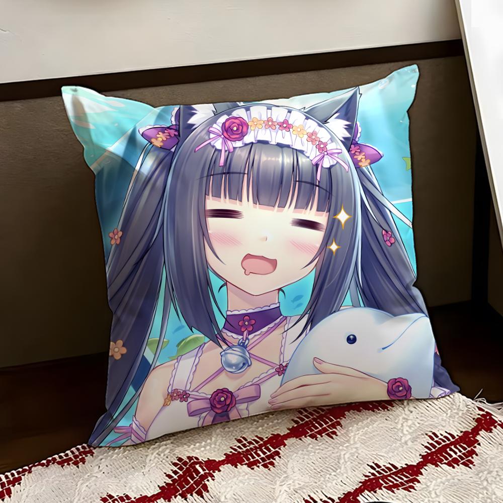 Anime NNekopara Cushion Cover Reversible Soft Durable Pillow Cover Home  Car MultiScene Use for Daily Comfort
