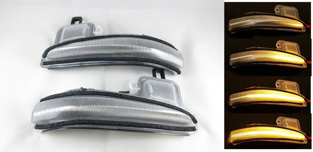 Compatible Toyota 30 Series and RAV4 50 Series LED Flowing Door Mirrors with Sequential Turn Clear Genuine Left and 1 with Prevention and Bulb Burnout