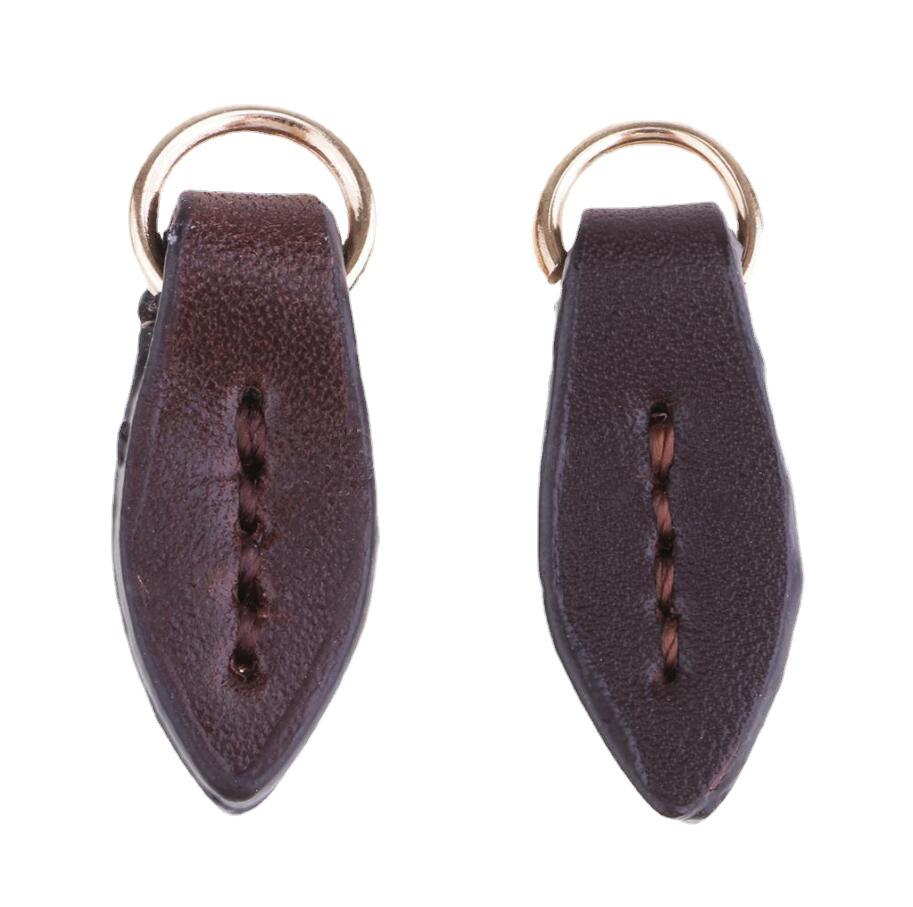 Leather Leaf Zipper Pull Pendant for Bags and Clutches - Hand-Stitched Accessory