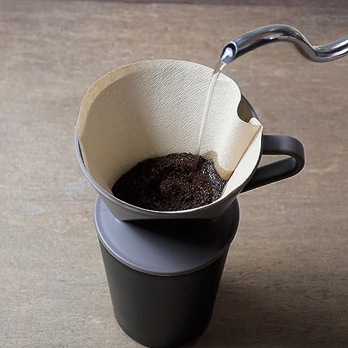 Pearl Metal Water Bottle/Tumbler, 300ml, with Lid, Slide-Open Design, Vacuum Insulated, Keeps Hot or Cold, Perfect for Drip Coffee, Wide Mouth, Black,