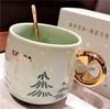 Forest Snow Moon Ceramic Mug Set with Luxury Handle - Cute Coffee Gift for Men and Women
